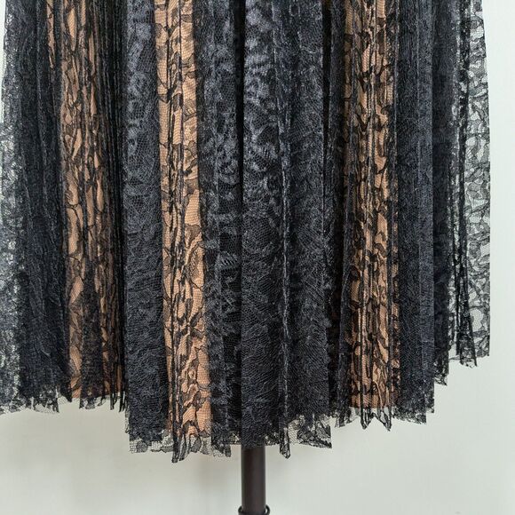 Badgley Mischka Midi Dress Cocktail Gown Black 8 Lace Strapless Glam Classic - Picture 8 of 16